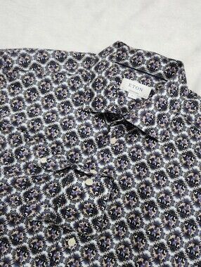 ETON Men's Contemporary Fit Ornate Medallion Print Men's Dress Shirt XL 44/17.5